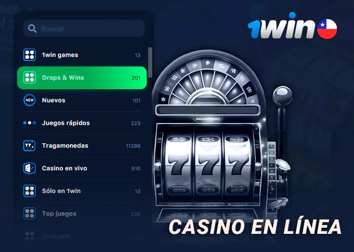 Menú del casino en línea de 1win con las categorías del salón